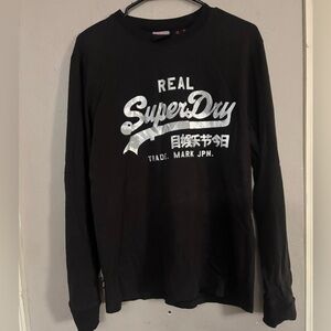 Superdry Black and White Graphic Long Sleeve Tee